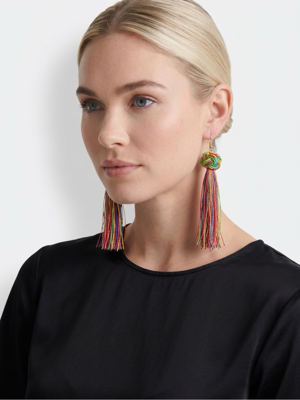 Multicolor Tassel Knot Drop Earrings — Women Jewelry